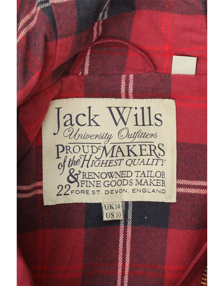 JACK WILLS Womens Hooded Parka Jacket UK 14 Large Red Cotton Vintage Jack Wills and Second-Hand Jack Wills from Messina Hembry 