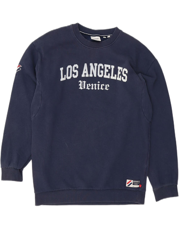 Superdry Hombre Denice Graphic Loose Fit Sudadera Jumper XS Azul Marino