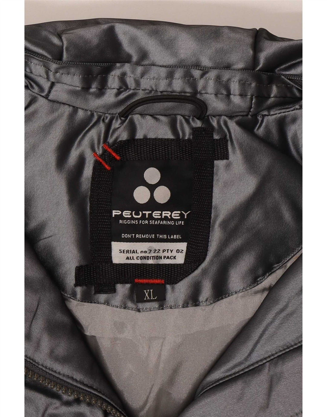 PEUTEREY Chaqueta cortavientos con capucha para mujer UK 18 XL Poliéster plateado