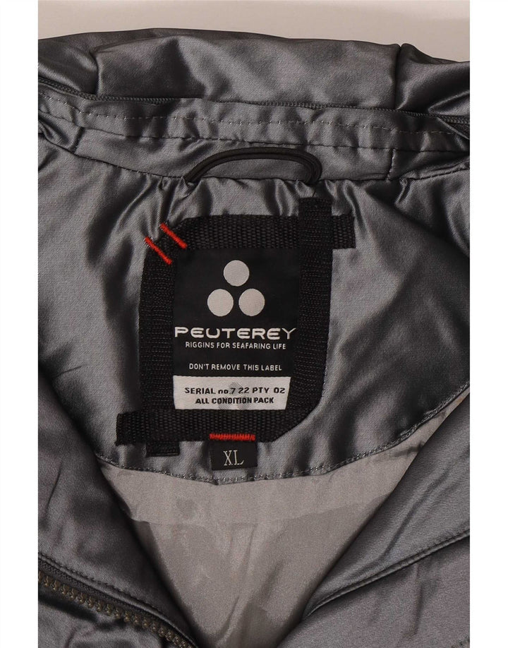 PEUTEREY Chaqueta cortavientos con capucha para mujer UK 18 XL Poliéster plateado