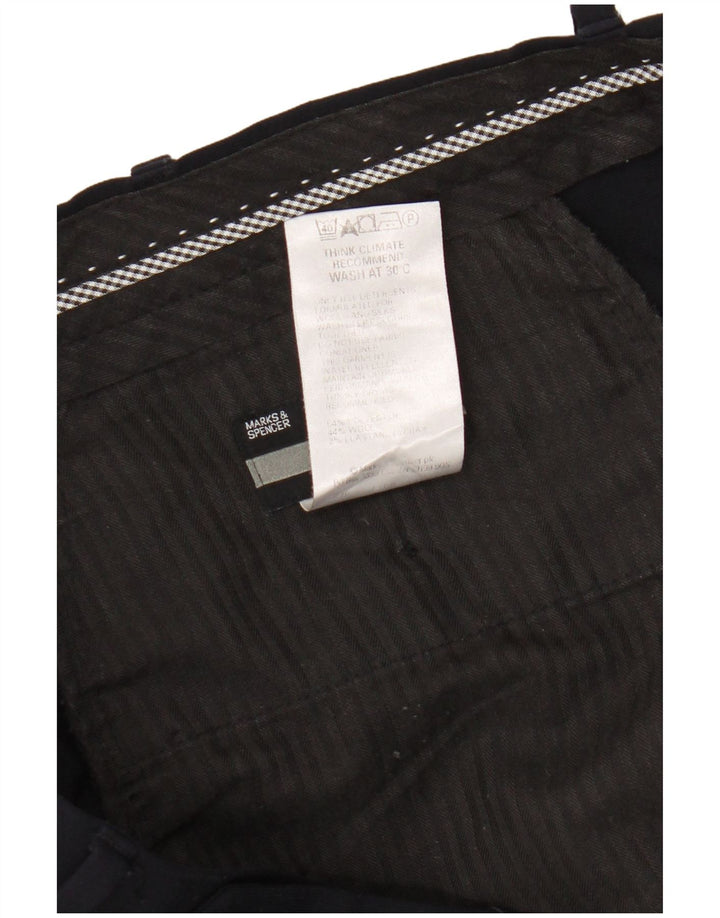 Marks & Spencer Pantalón de traje con pinzas para hombre W36 L33 Poliéster azul marino