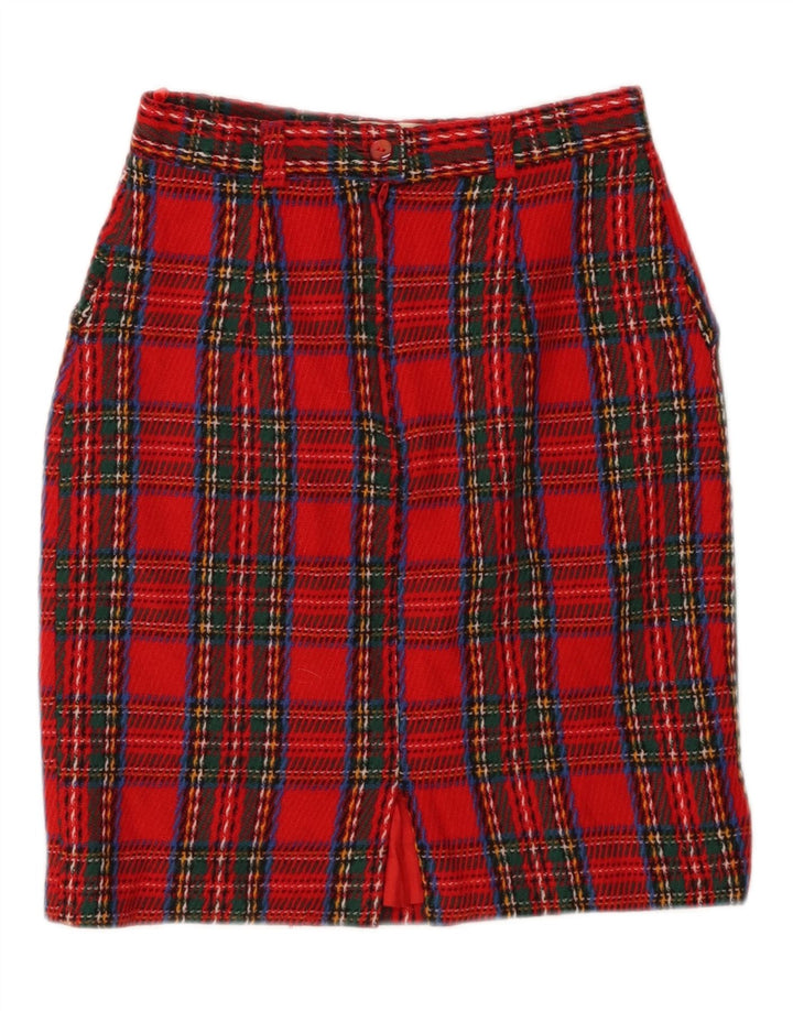 Falda lápiz vintage para mujer W24 cuadros rojos pequeños