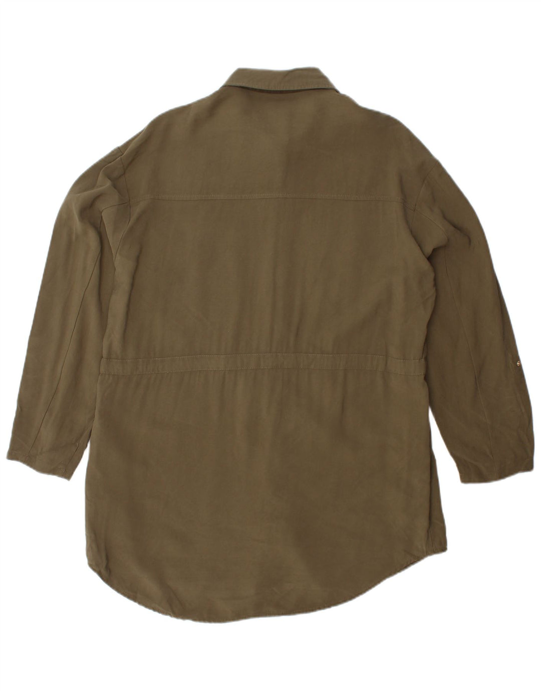 Zara Vestido Camisero Mujer UK 44 Viscosa Caqui Mediana
