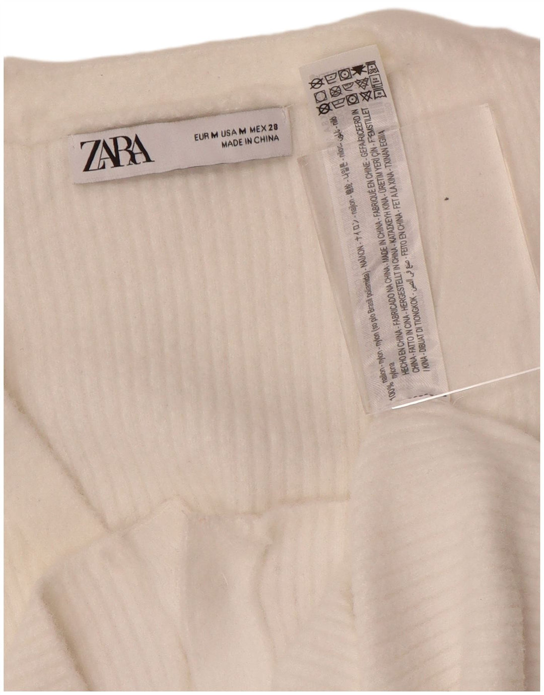 Zara Mujer Crop Cardigan Suéter UK 12 Medium White Nylon