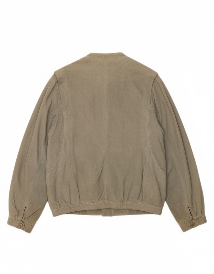 VINTAGE Womens Suede Jacket IT 44 Medium Green Leather