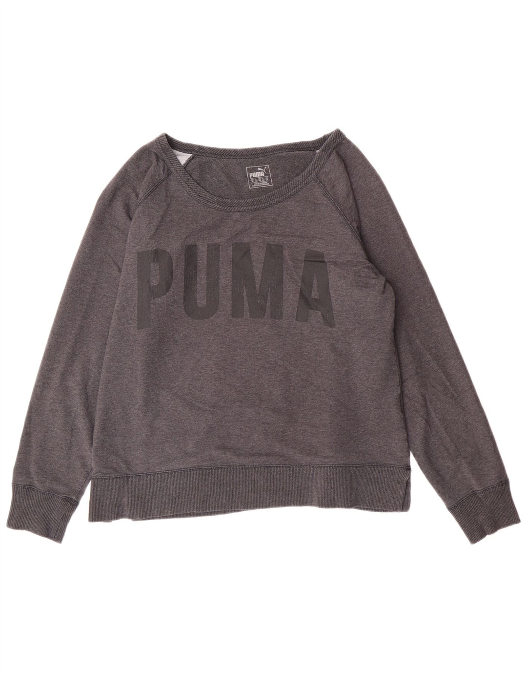 Puma Mujer Crop Graphic Sudadera Jumper UK 16 Grande Gris