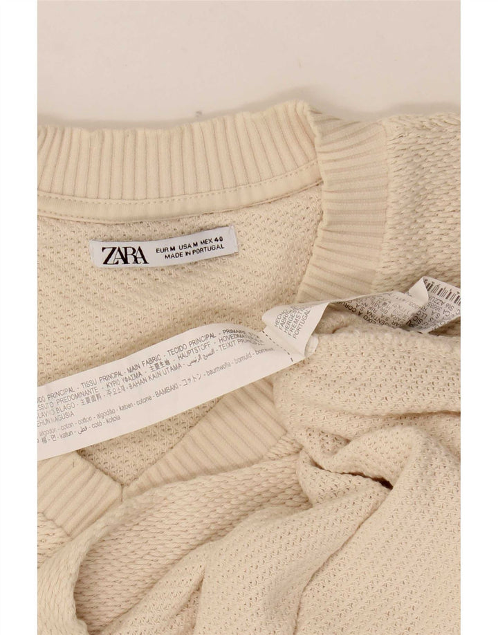 Zara Hombre Chaleco Sin Mangas Camiseta Mediana Off White Algodón