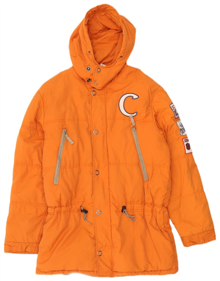 Chaqueta acolchada con capucha y gráfico para hombre Studio UK 40 Large Algodón naranja