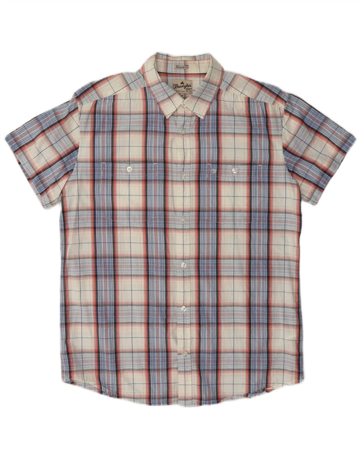 Wrangler Camisa Regular Fit De Manga Corta Para Hombre Algodón A Cuadros Blanco Roto Mediano