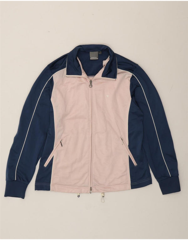 Diadora Chaqueta de chándal para mujer UK 40 Grande Poliéster con bloques de color azul