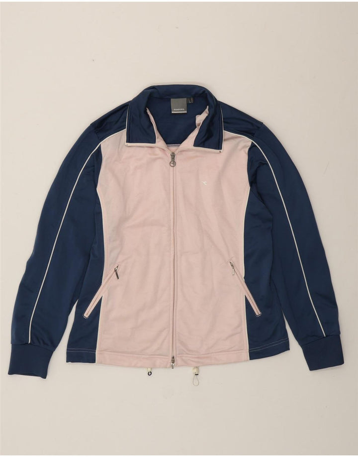 Diadora Chaqueta de chándal para mujer UK 40 Grande Poliéster con bloques de color azul