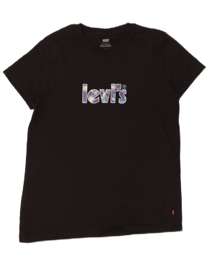 Levi's Camiseta gráfica para mujer Top UK 12 Medium Black Cotton