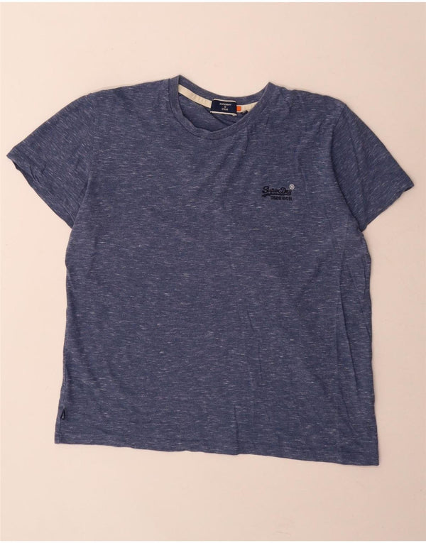 Superdry Camiseta para hombre Top Large de algodón moteado en azul marino