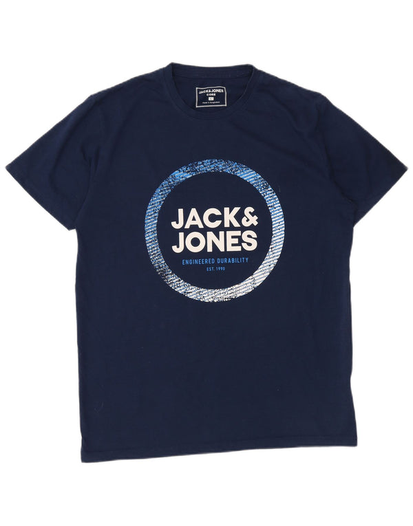 Jack & Jones - Camiseta gráfica para hombre, talla grande, algodón azul marino