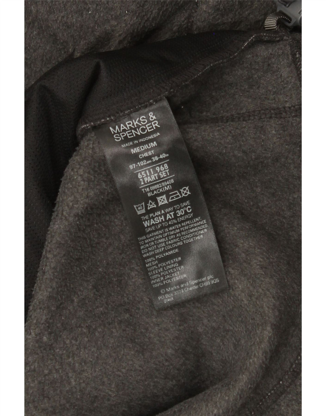 Marks & Spencer Chaqueta polar para hombre UK 38 Poliamida gris medio