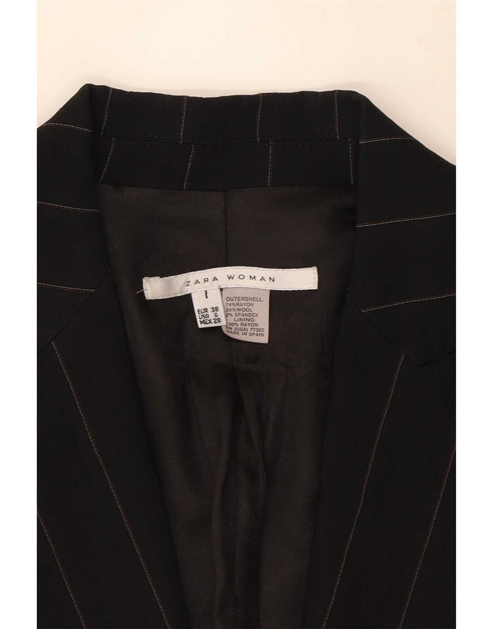 Zara Chaqueta tipo blazer con 1 botón para mujer EU 38 Small Rayón a rayas negras