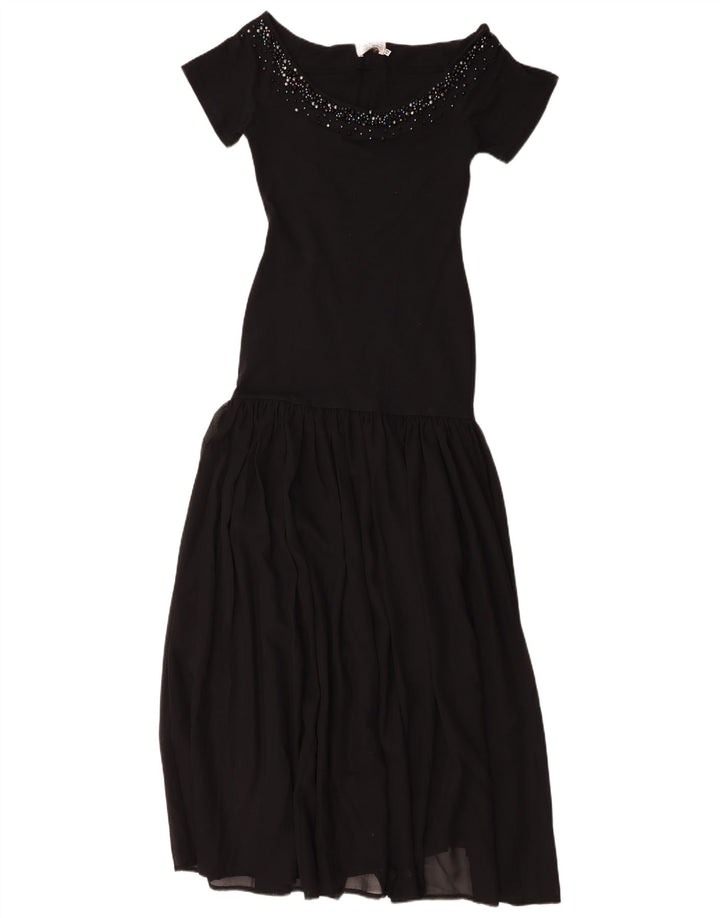 Vintage Mujer Maxi Vestido IT 42 Medio Negro