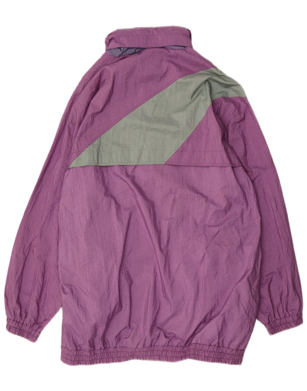 VINTAGE Hombres Loose Fit Chubasquero Reino Unido 38 Medio Púrpura Colorblock Poliamida