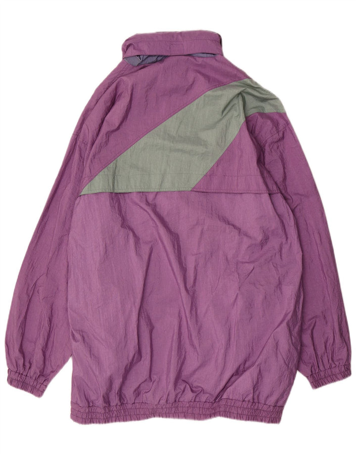 VINTAGE Hombres Loose Fit Chubasquero Reino Unido 38 Medio Púrpura Colorblock Poliamida