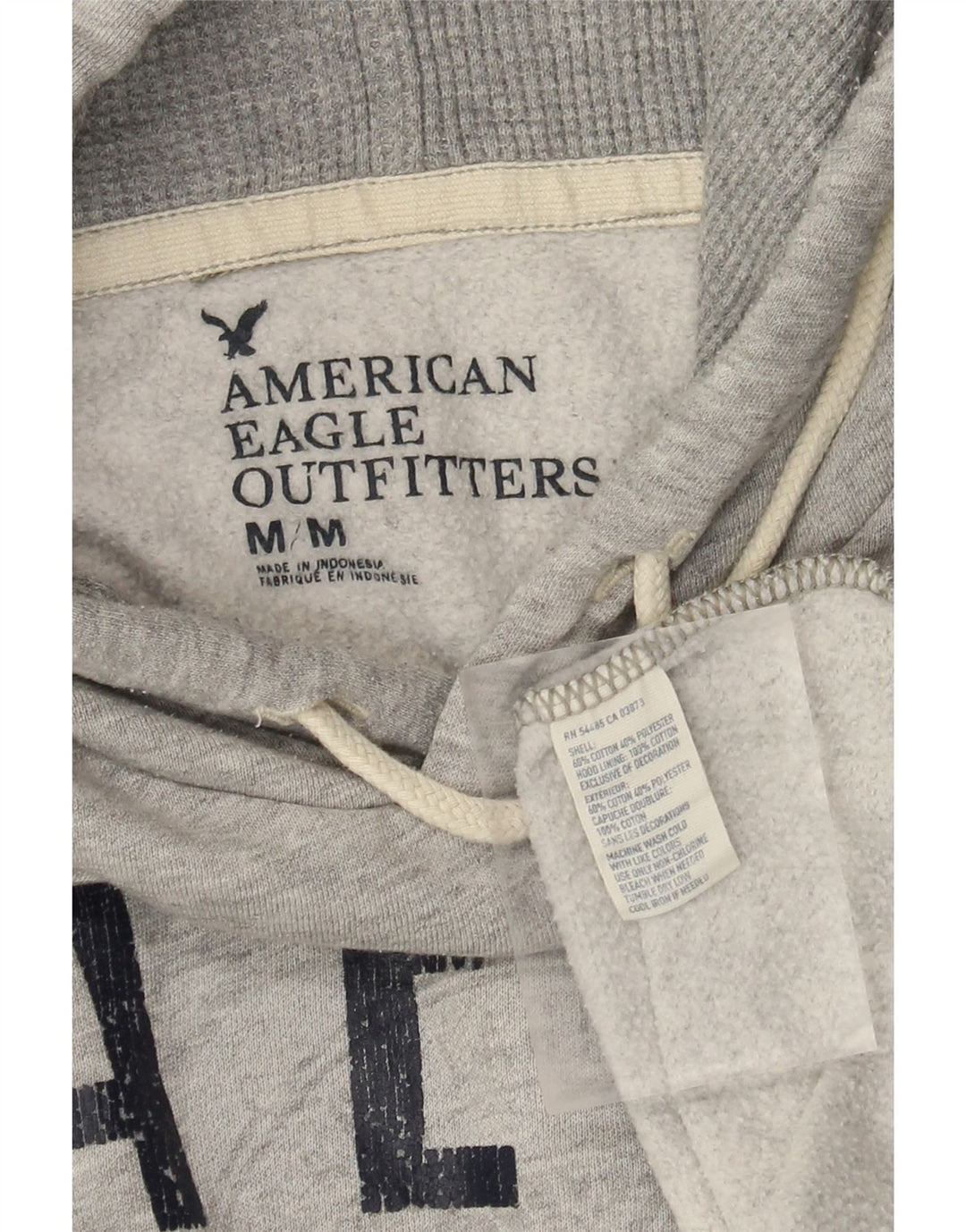 American Eagle Hombre Sudadera Con Capucha Gráfica Jersey De Algodón Gris Medio