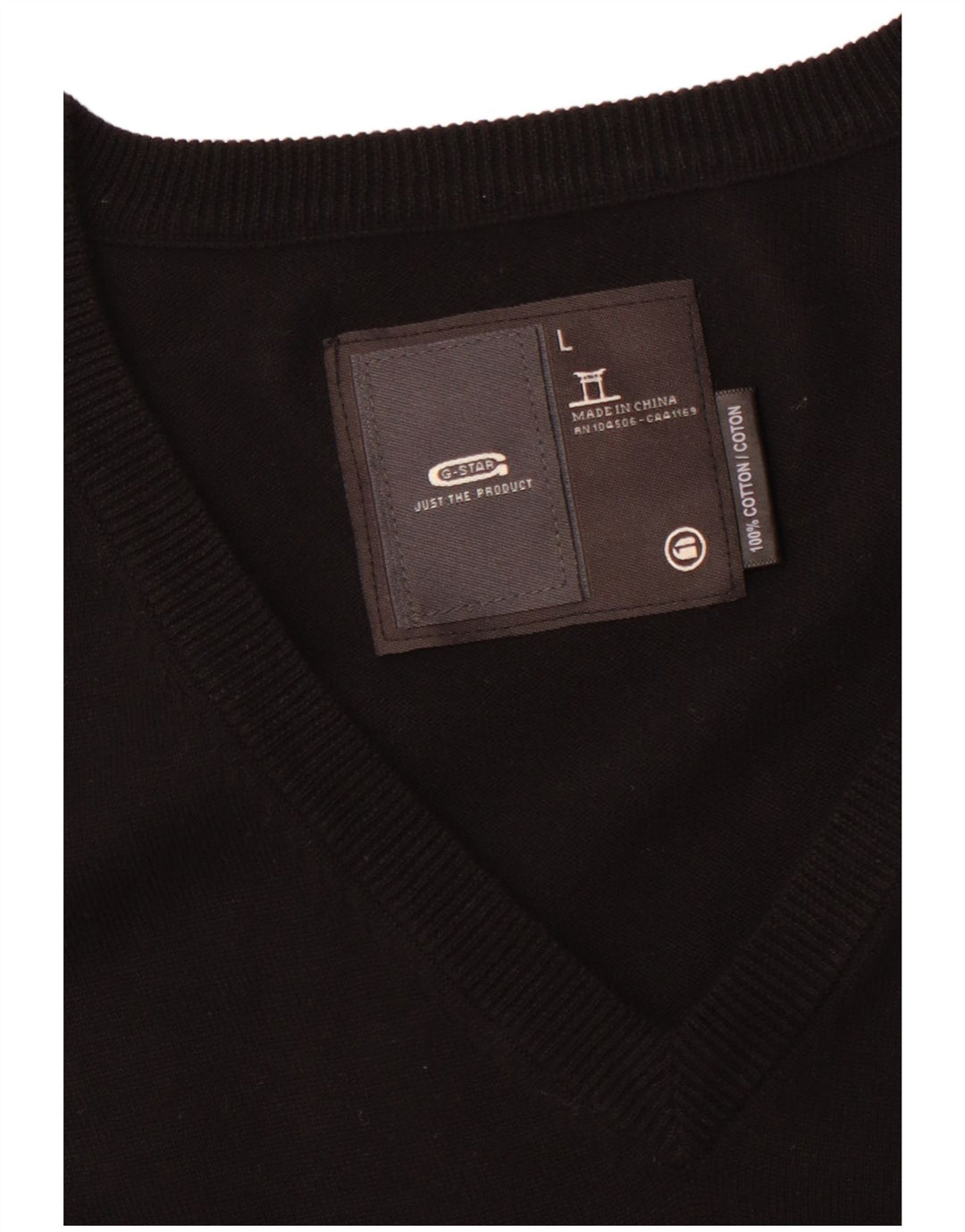 G-STAR Jersey con cuello en V gráfico para hombre, talla grande, algodón negro