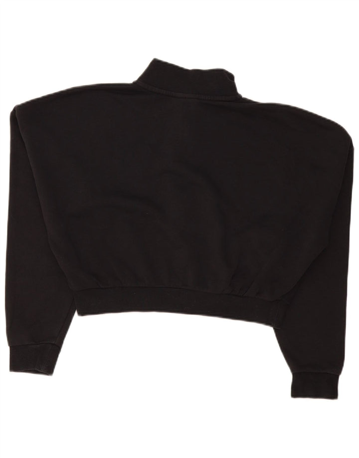 Nike Mujer Oversize Crop Zip Neck Sudadera Jumper UK 10 Small Negro