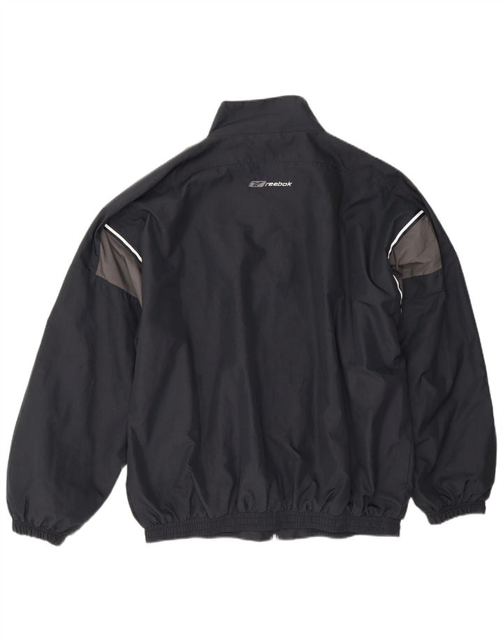 Reebok Chaqueta de chándal holgada para hombre con bloques de color negro mediano