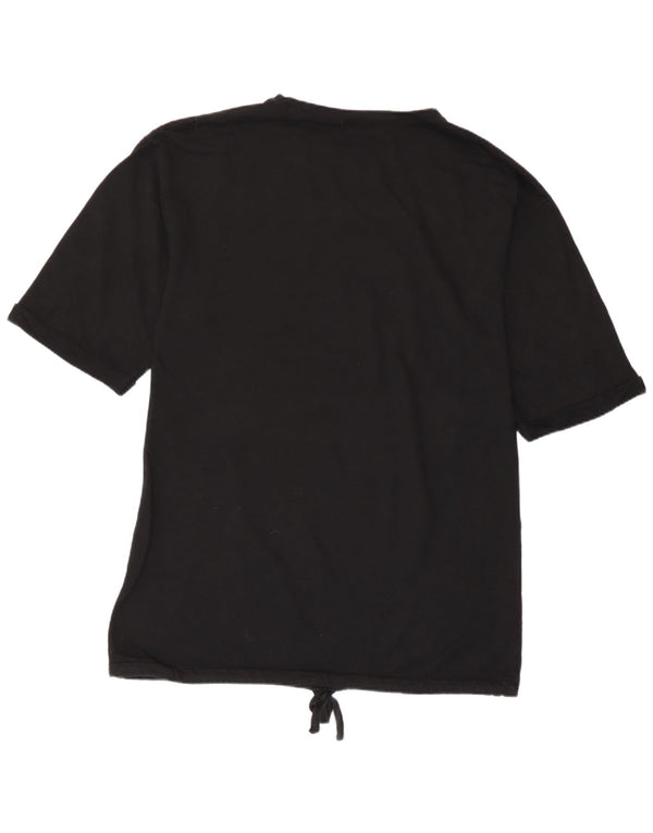 Zara Mujer Camiseta Gráfica Top UK 46 Grande Algodón Negro