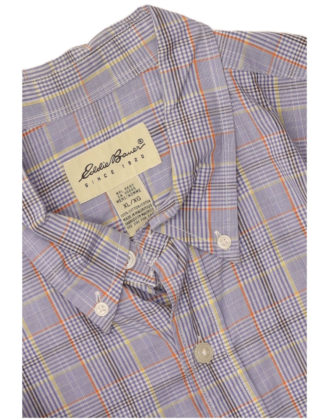 Eddie Bauer Camisa Hombre XL Algodón A Cuadros Azul