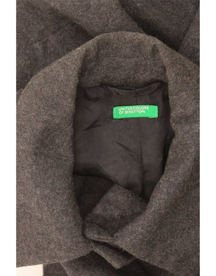 Blazer Mujer Benetton De 5 Botones IT 44 Lana Virgen Gris Medio