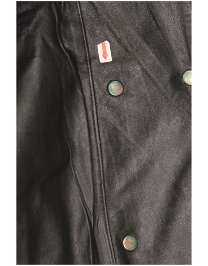 VINTAGE Chaqueta de cuero de gran tamaño para mujer EU 42 Cuero negro grande