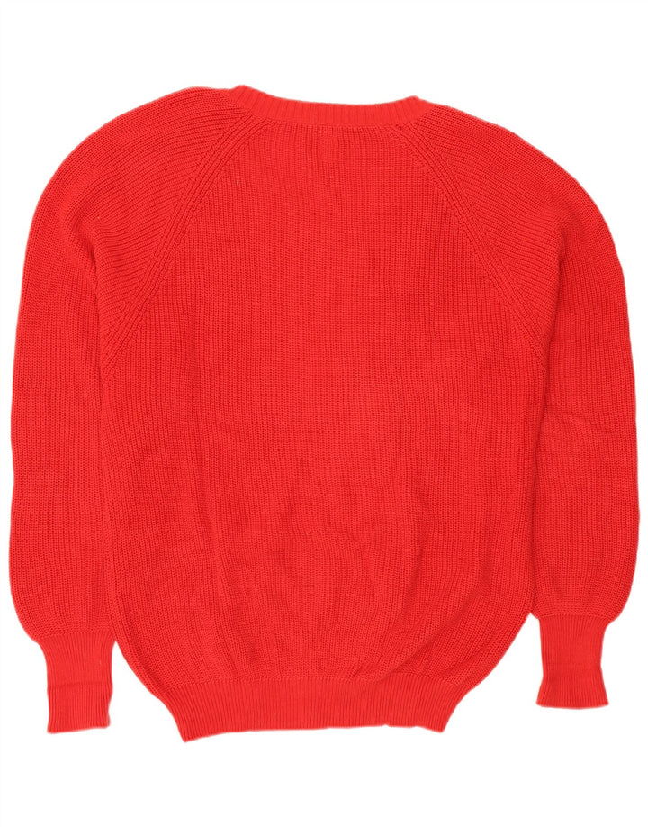 VINTAGE Hombres V-Cuello Jumper Suéter Grande Algodón Rojo