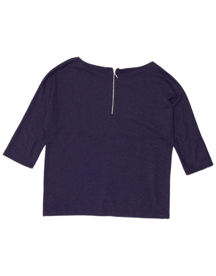 Zara Mujer Top Manga 3/4 UK 46 Grande Azul Marino Poliéster