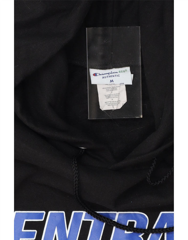 CHAMPION Mens Graphic Hoodie Jumper Medium Black Cotton Vintage Champion and Second-Hand Champion from Messina Hembry 