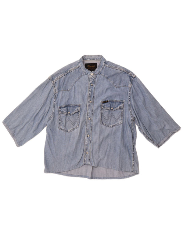 Wrangler Camisa Vaquera De Manga Corta Azul Medio Hombre