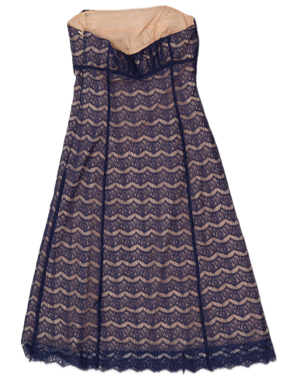 Vestido sin tirantes de encaje para mujer Coast UK 10 Small Azul marino Floral Nylon