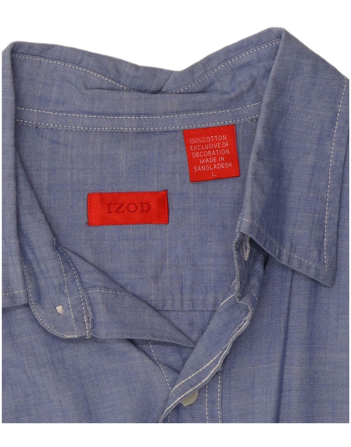 IZOD Camisa de hombre grande de algodón moteado azul