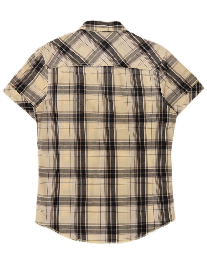 Camisa Militar De Manga Corta De Algodón A Cuadros En Beige Medio Lee Hombre