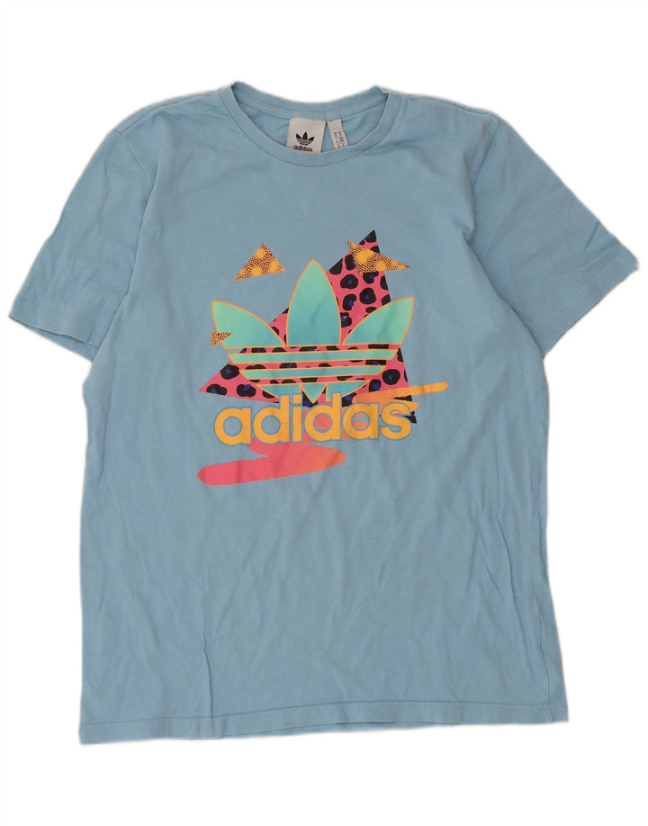 Adidas Hombre Camiseta Gráfica Top Algodón Azul Medio