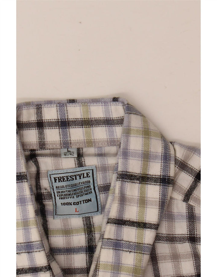FREE STYLE Camisa de franela para hombre Talla 41/42 Grande Algodón a cuadros multicolor