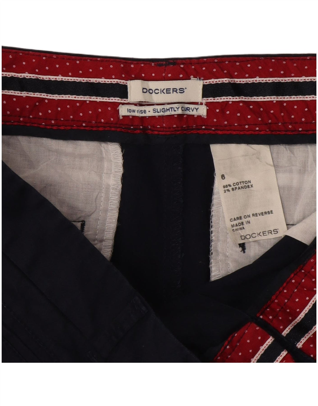 DOCKERS Pantalones cortos chinos ligeramente curvados para mujer US 6 Medium W30 Azul marino