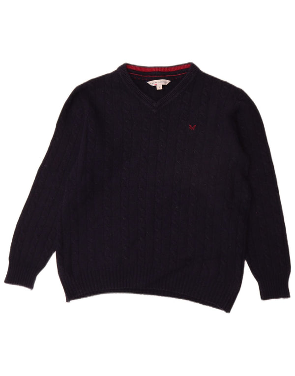 Crew Clothing Suéter extragrande con cuello en V para mujer UK 10 Small Azul marino