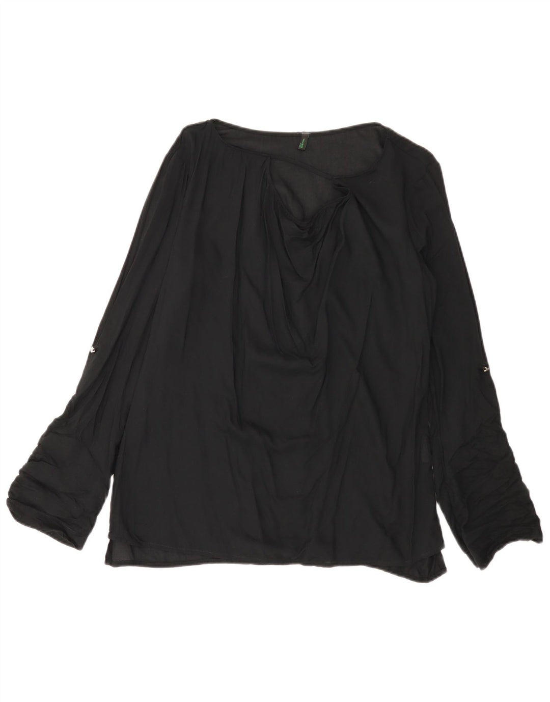 BENETTON Blusa de manga larga para mujer UK 44 Medium Black Viscosa
