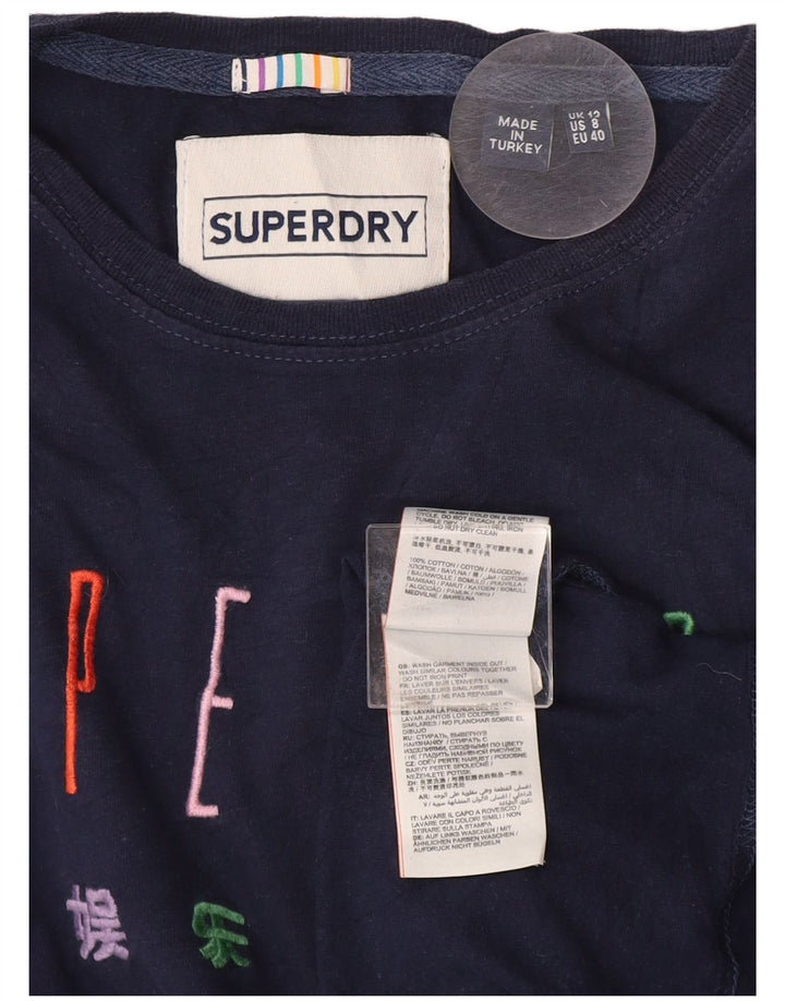 Superdry Camiseta Gráfica para Mujer Top UK 40 Medium Azul Marino Algodón
