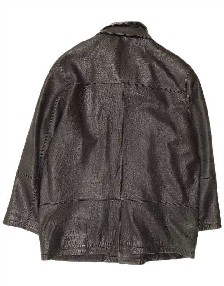 SUMMIT Abrigo de cuero para hombre UK 42 XL Cuero negro