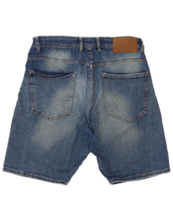 Zara Pantalones cortos de mezclilla para hombre EU 44 Large W34 Algodón azul