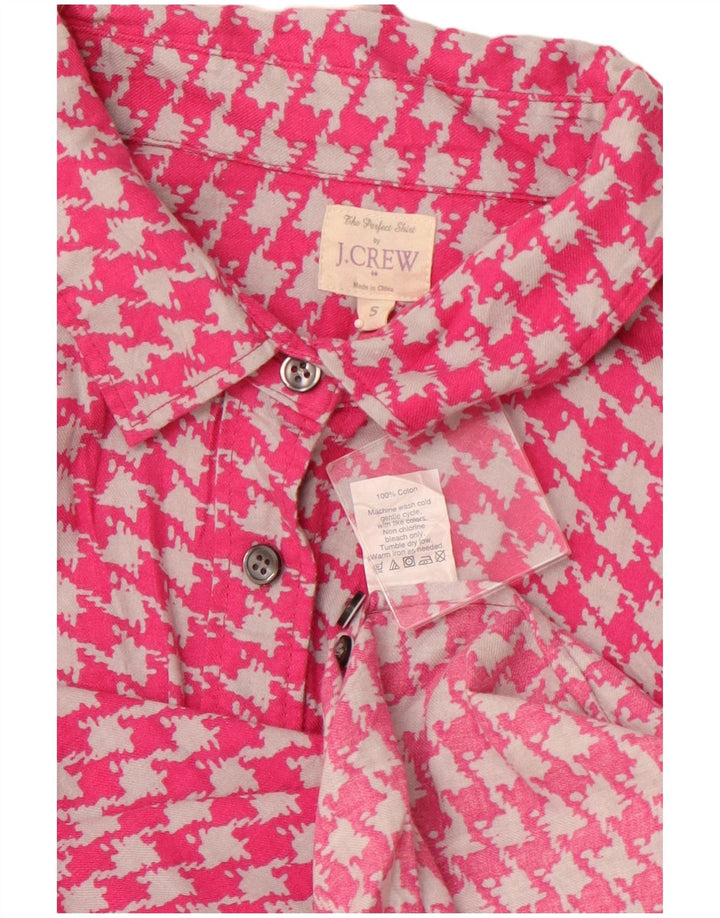 J. CREW Camisa de franela para mujer UK 10 Small Pink Houndstooth Cotton