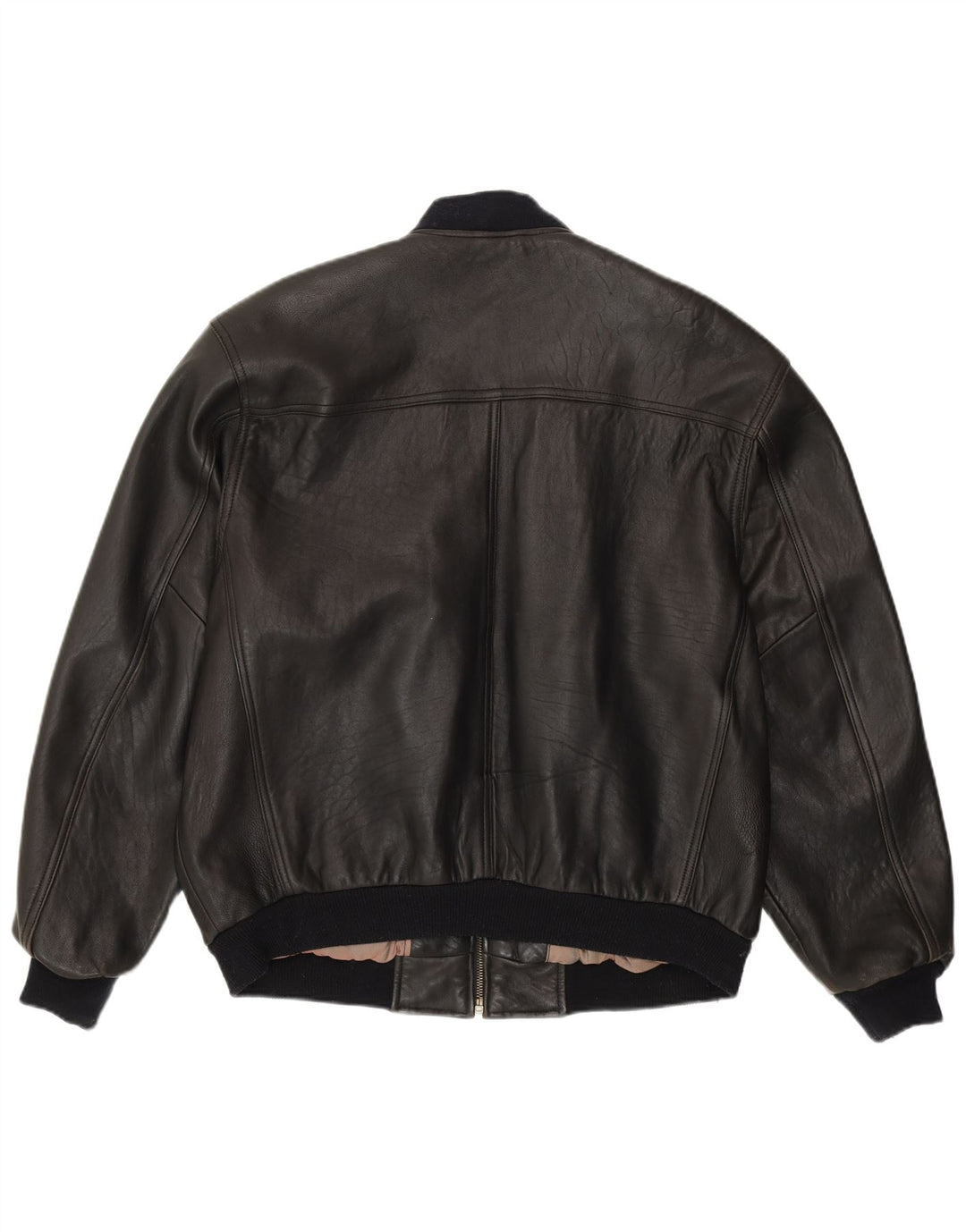 Conte Massimo Chaqueta bomber holgada para hombre IT 48 Cuero negro mediano