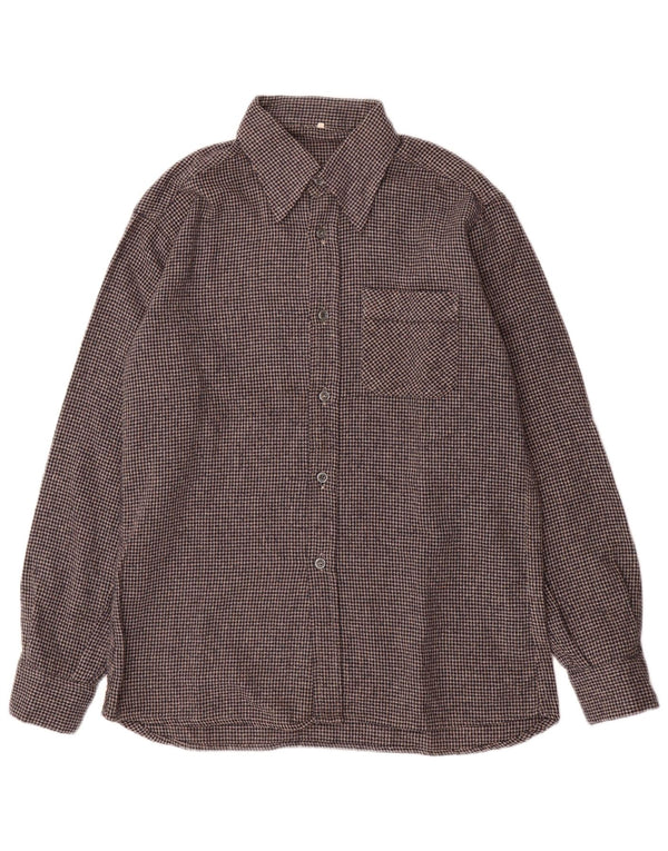 VINTAGE Camisa de franela para hombre Talla 40 Pata de gallo gris medio