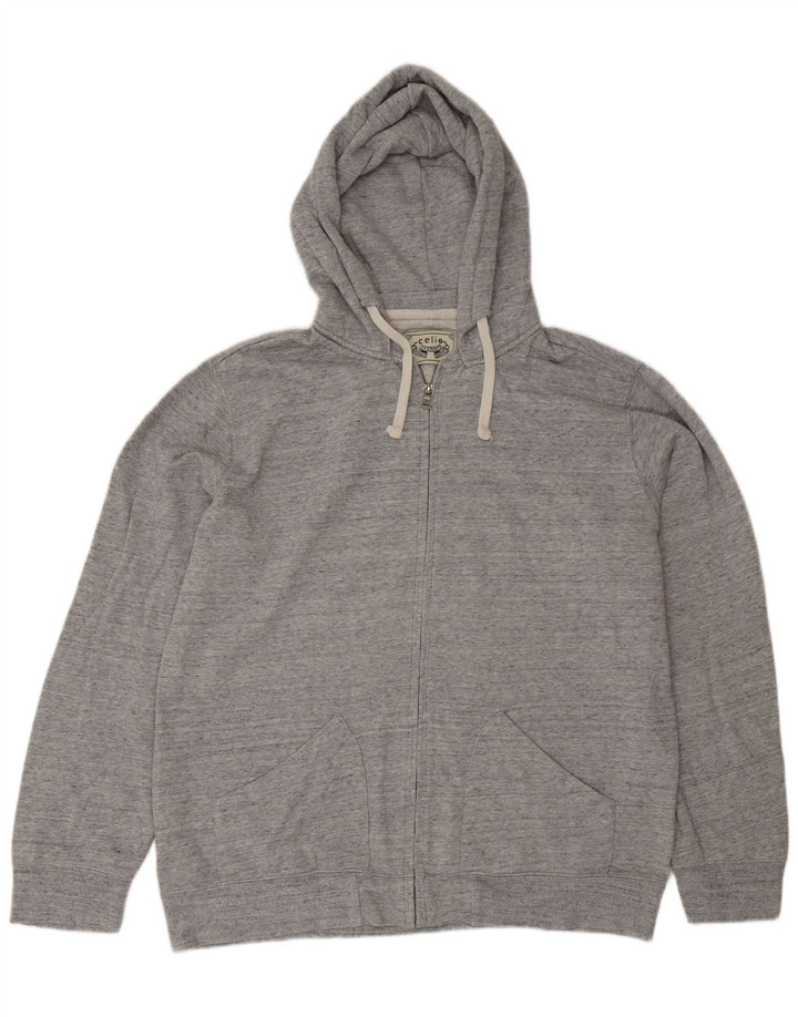 Celio Suéter con capucha y cremallera para hombre 2XL Algodón moteado gris